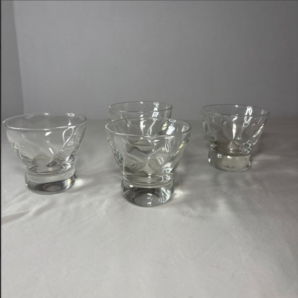 Vintage 4 Clear Eva Zeisel Weighted Lowball Whiskey Glasses MCM Barware